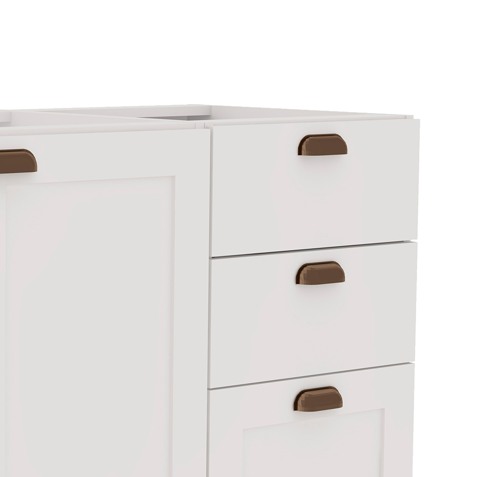 Balcão de Cozinha Iluminata 2 Portas 3 Gavetas Branco 120 cm