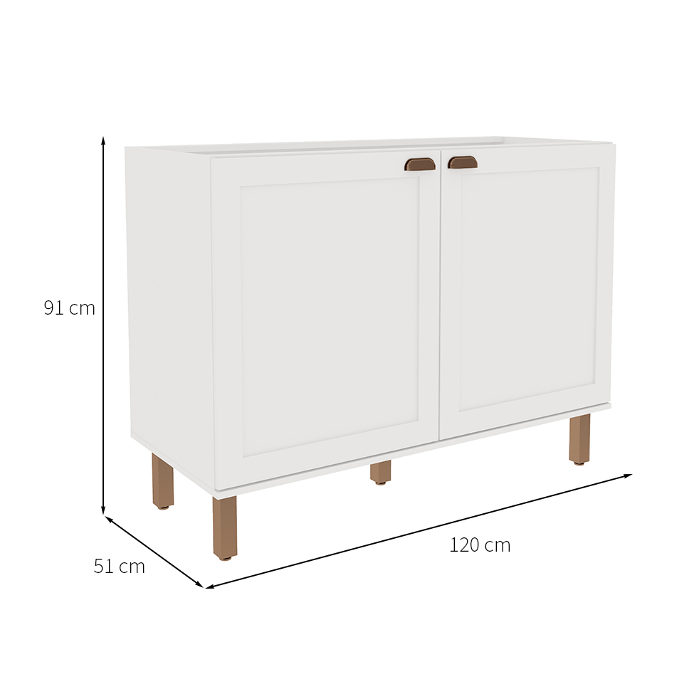 Balcão de Cozinha Iluminata 2 Portas Branco 120 cm