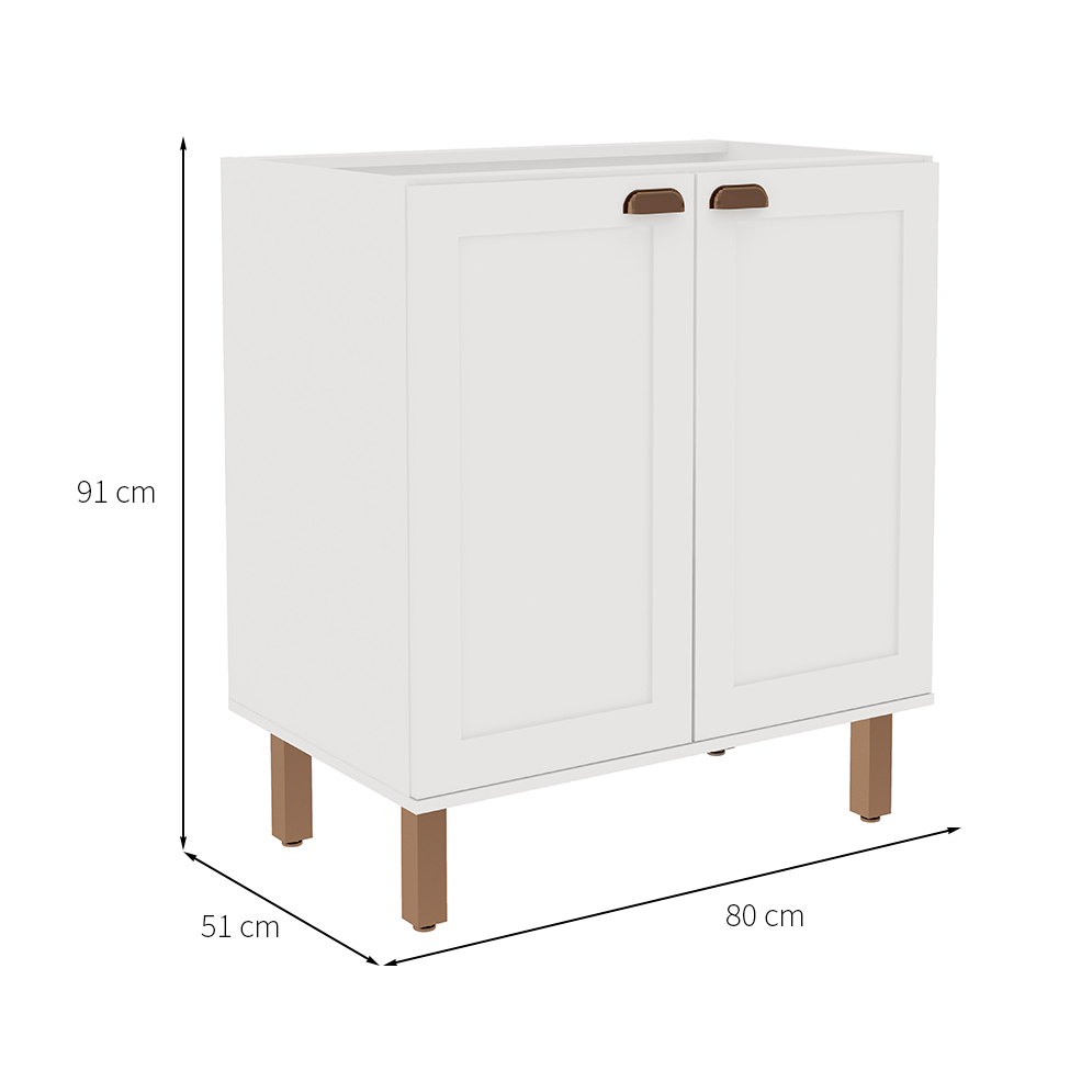 Balcão de Cozinha Iluminata 2 Portas Branco 80 cm