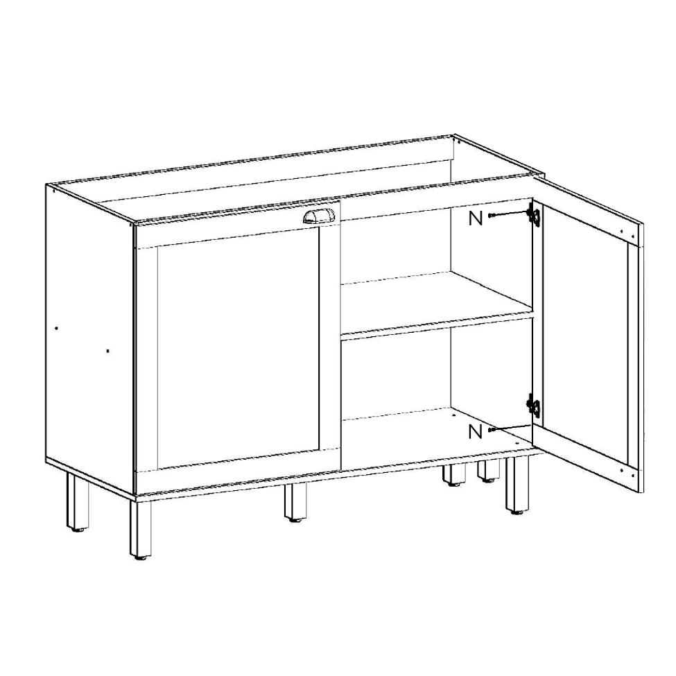 Balcão de Cozinha Iluminata 2 Portas Mint 120 cm
