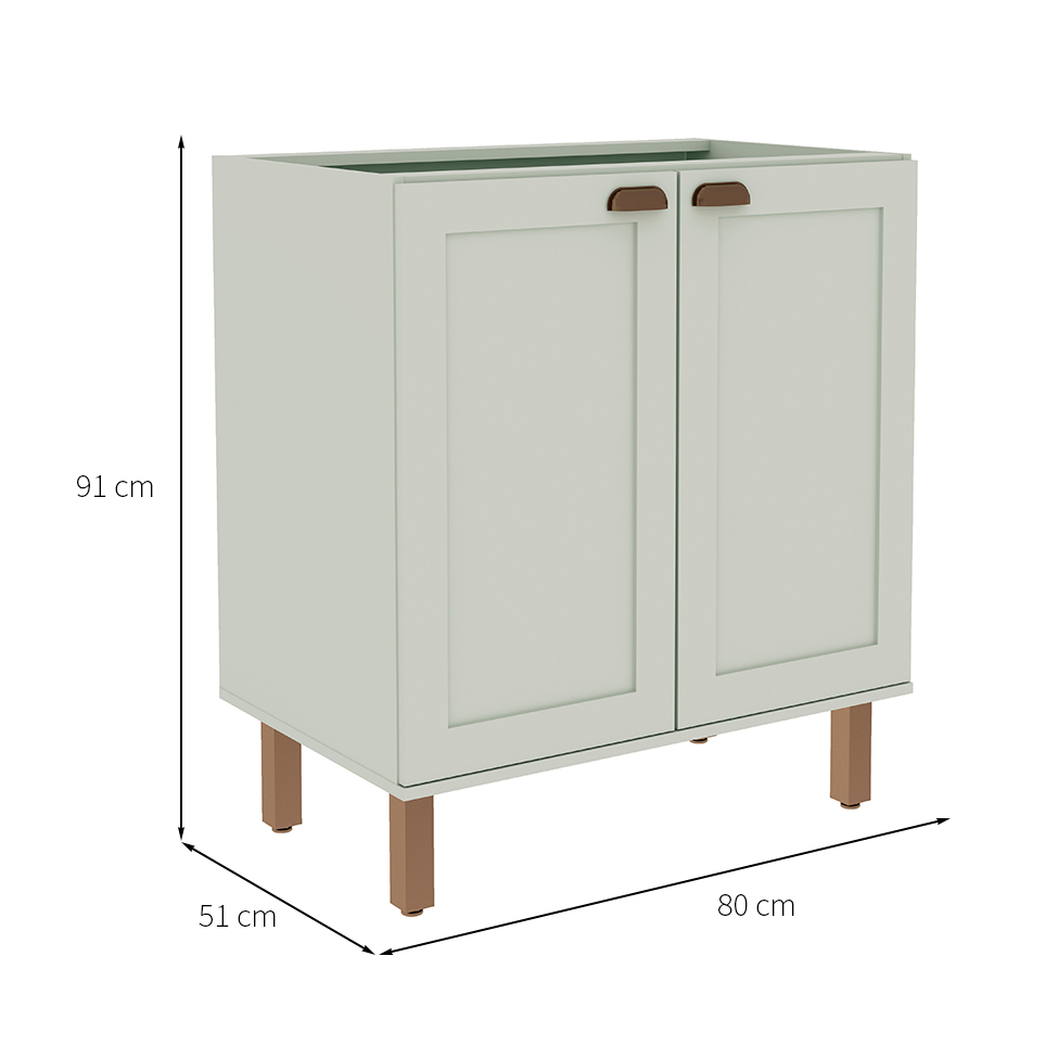 Balcão de Cozinha Iluminata 2 Portas Mint 80 cm