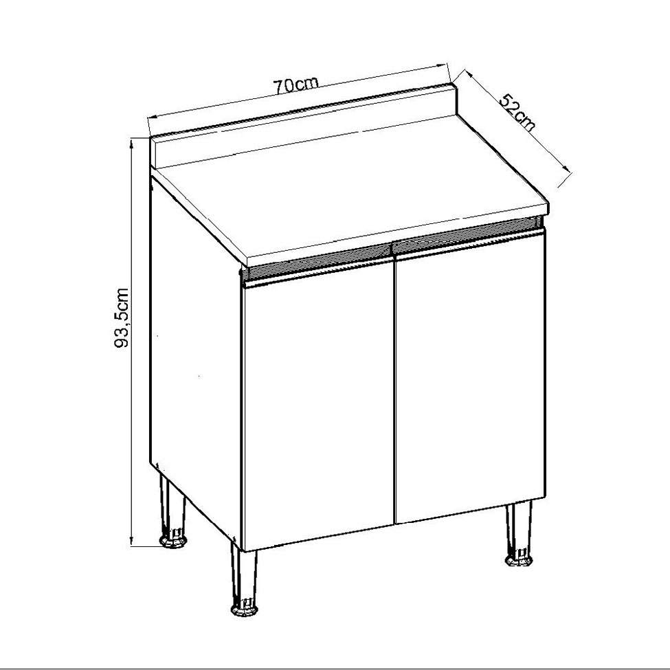 Balcão de Cozinha com Tampo Conecta 2 Portas Ébano e Off White