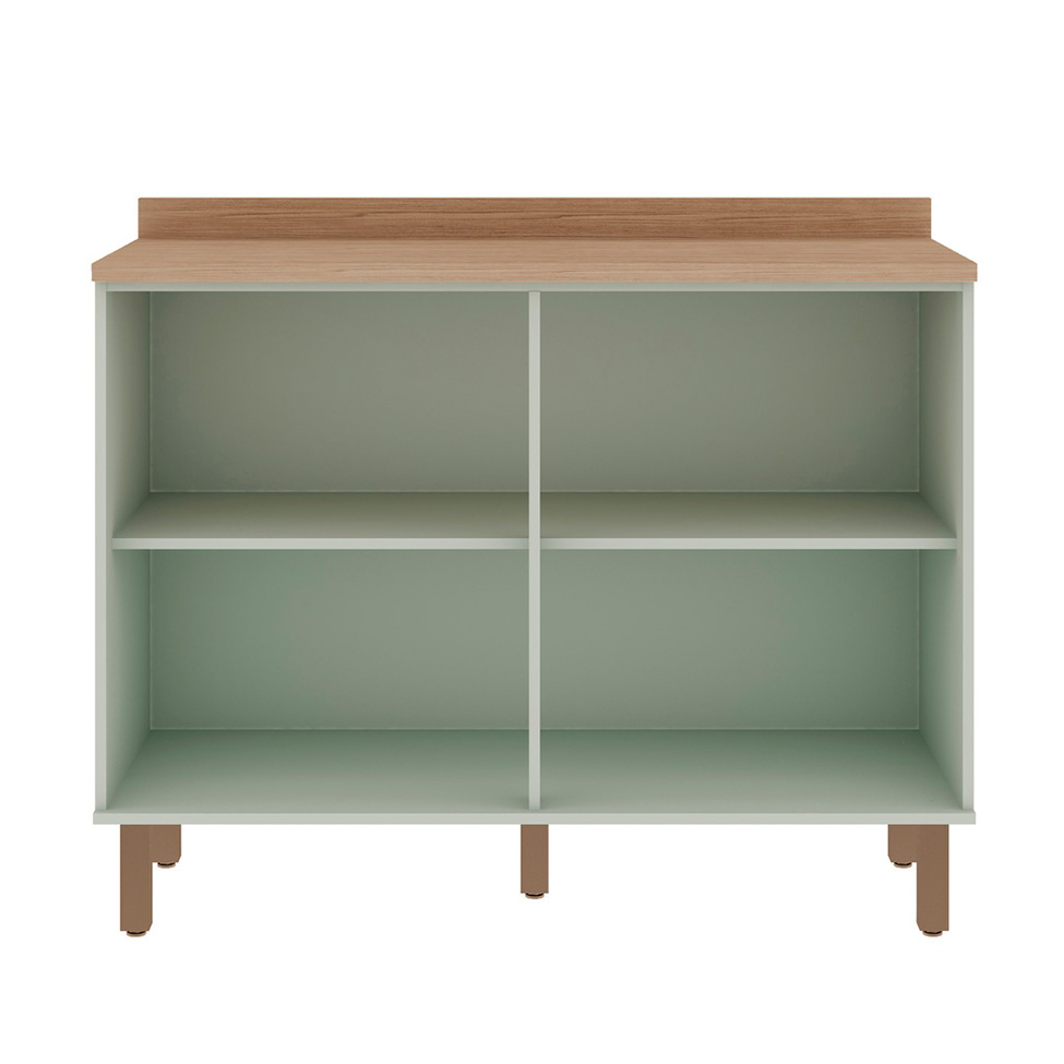 Balcão de Cozinha com Tampo Iluminata 2 Portas Verde Mint e Ébano
