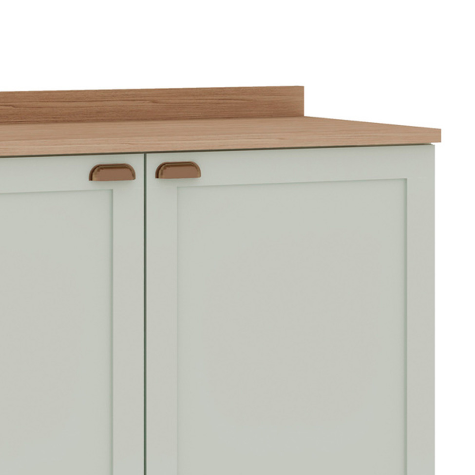 Balcão de Cozinha com Tampo Iluminata 2 Portas Verde Mint e Ébano