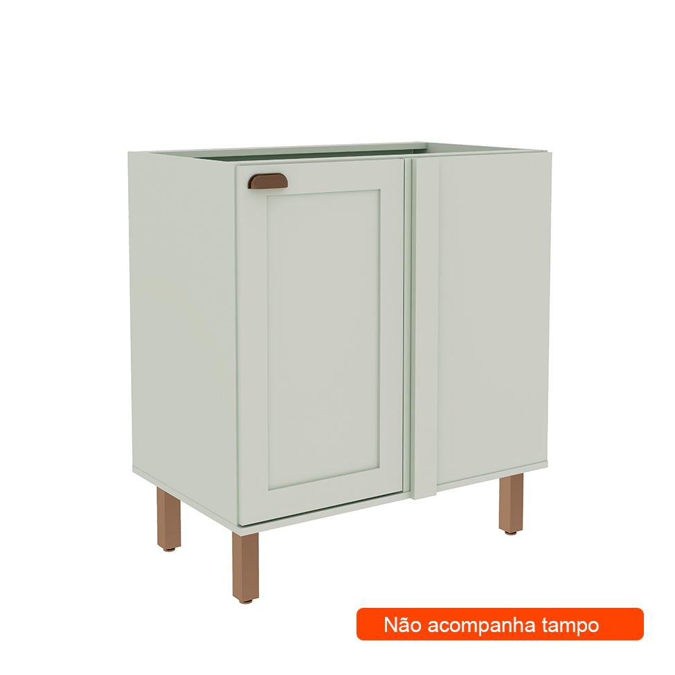 Balcão de Cozinha de Canto Iluminata 1 Porta Verde Mint