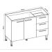 Balcão para Pia 120cm 2 Porta 3 Gav. Ebano / Fendi