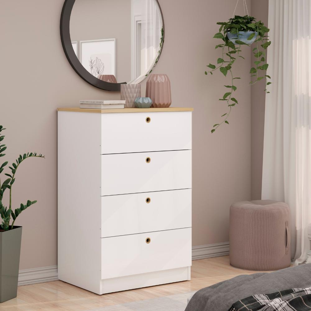 Cômoda 4 Gav.  Montagem Simplificada e Sem uso Ferramentas - Genialflex
