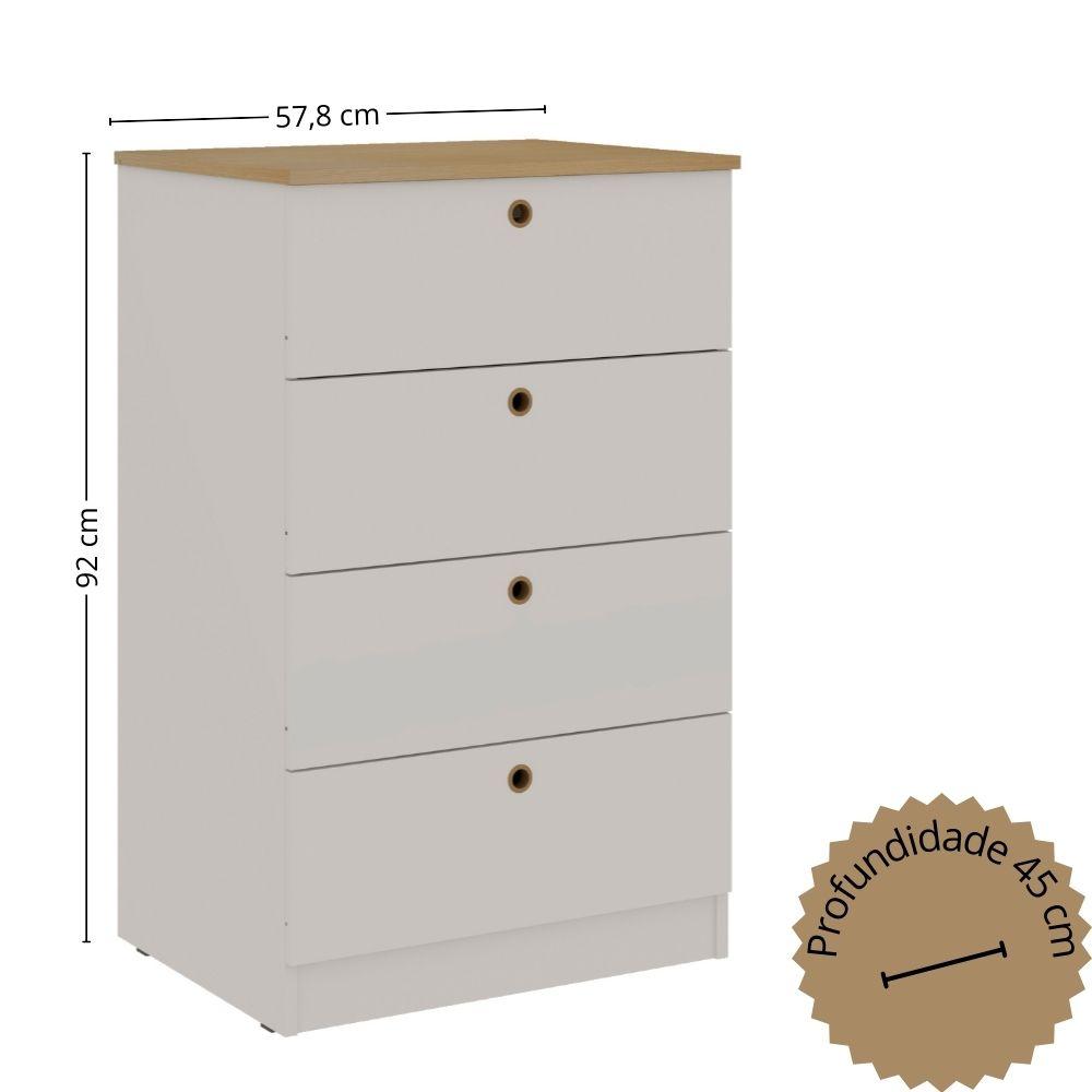 Cômoda 4 Gav.  Montagem Simplificada e Sem uso Ferramentas - Genialflex