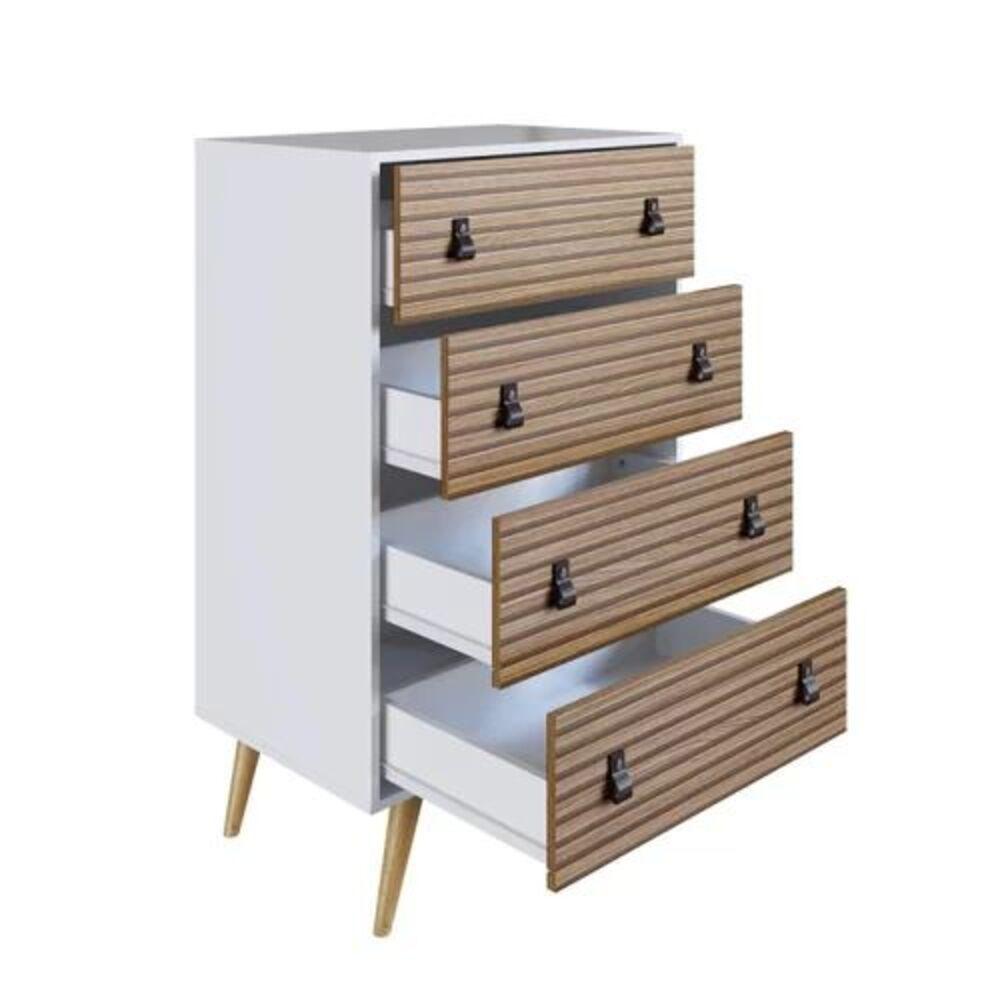 Cômoda Branco Genialflex Efeito Ripado