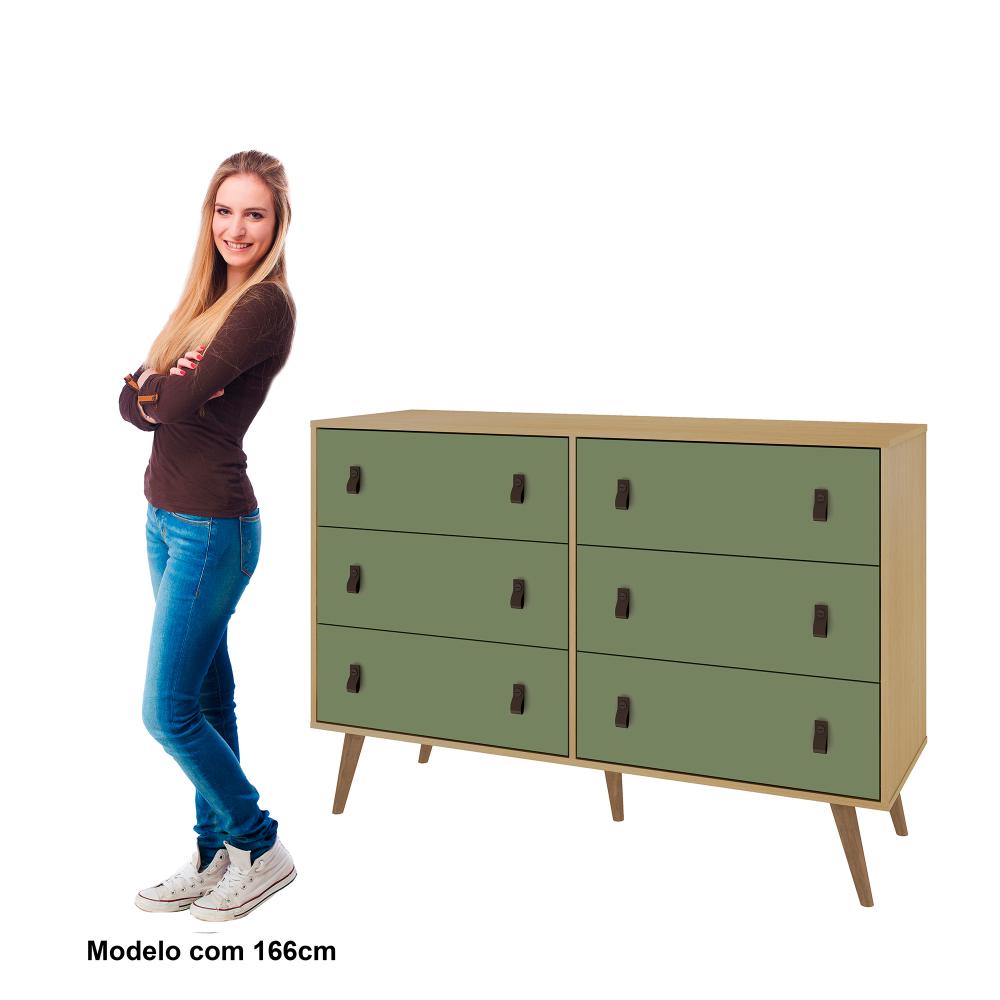 Cômoda Genialflex Amber 6 Gavetas Savana/Alecrim