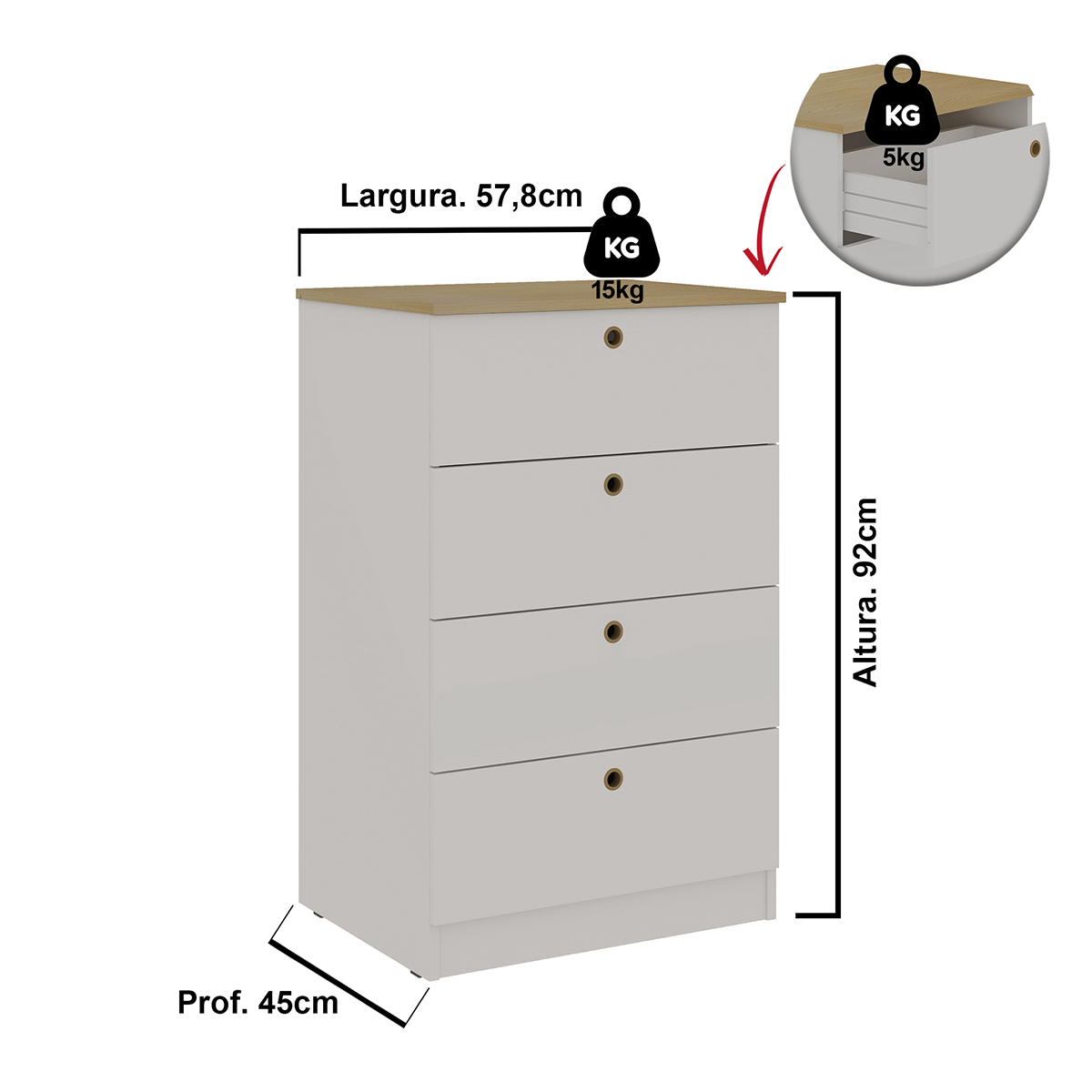 Cômoda Genialflex Branca 4 Gavetas Encaixe Sem Ferramentas