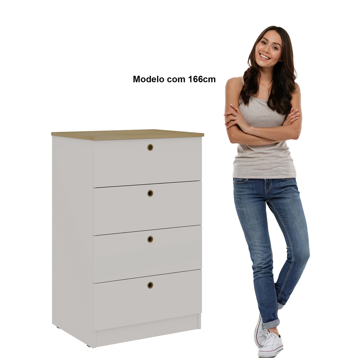 Cômoda Genialflex Branca 4 Gavetas Encaixe Sem Ferramentas