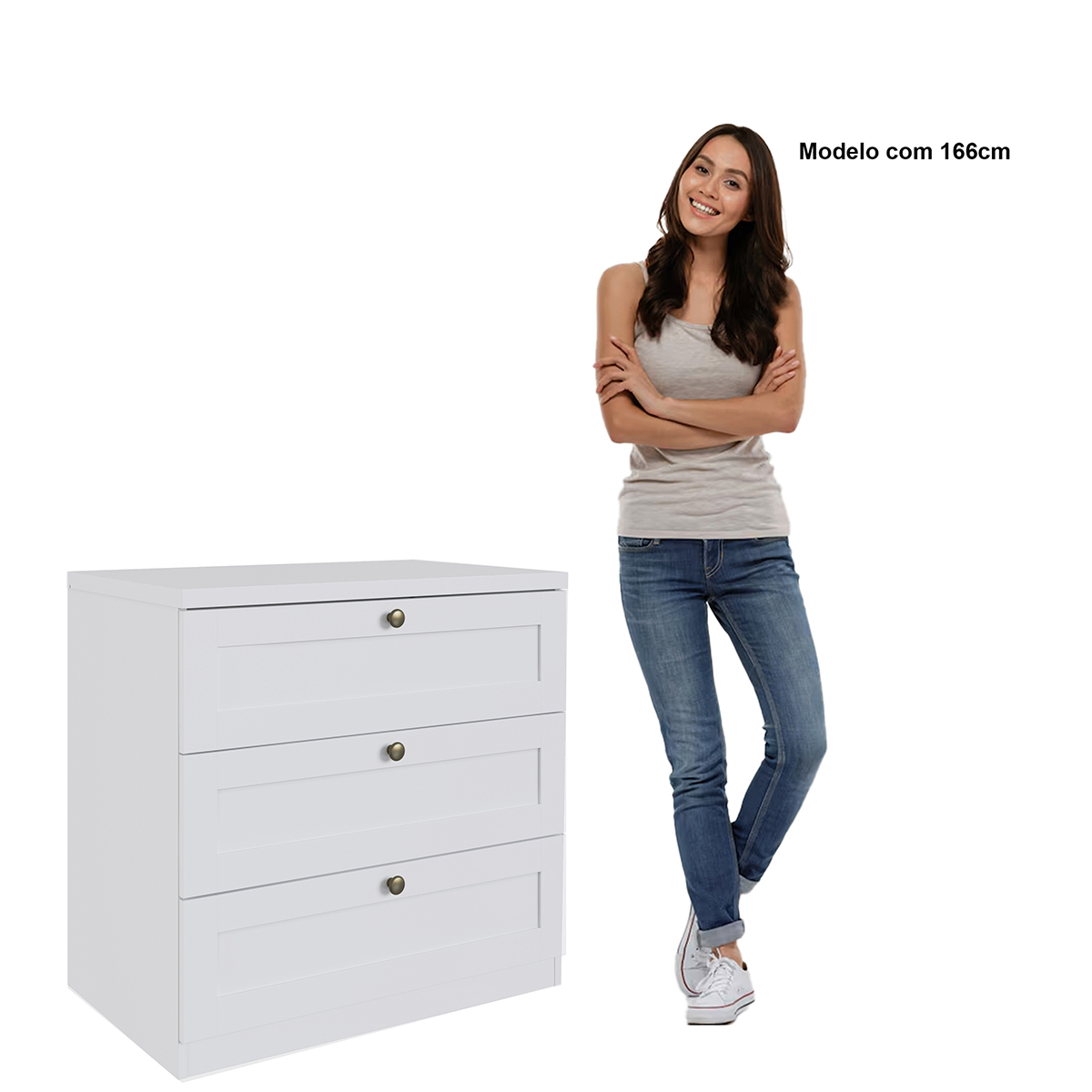 Cômoda Genialflex Infinity 3 Gavetas 100% MDF Branco