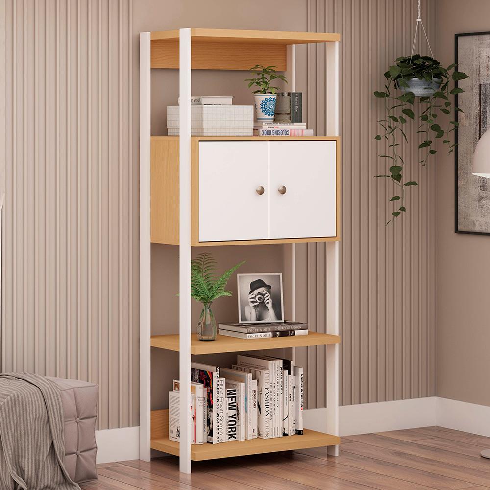 Combo Office 100% MDF 2 Estantes E 1escrivaninha Freijo Branco