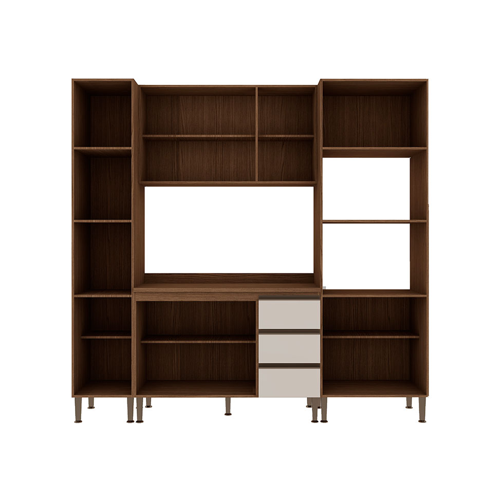 Cozinha Compacta Conecta 10 Portas 3 Gavetas Ébano e Off White