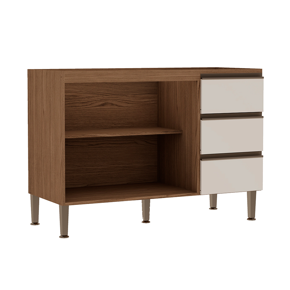 Cozinha Compacta Conecta 12 Portas 3 Gavetas Ébano e Off White