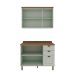 Cozinha Compacta Iluminata 5 Portas 3 Gavetas Verde Mint e Ébano