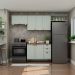 Cozinha Compacta Iluminata 6 Portas 3 Gavetas Verde Mint e Ébano