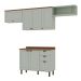 Cozinha Compacta Iluminata 6 Portas 3 Gavetas Verde Mint e Ébano