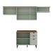 Cozinha Compacta Iluminata 6 Portas 3 Gavetas Verde Mint e Ébano