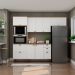 Cozinha Compacta Iluminata 8 Portas 4 Gavetas Branca e Ébano