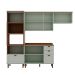 Cozinha Compacta Iluminata 8 Portas 4 Gavetas Verde Mint e Ébano