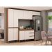 Cozinha Compacta com Tampo Conecta 10 Portas 3 Gavetas Ébano e Off White