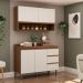 Cozinha Compacta com Tampo Conecta 4 Portas 3 Gavetas Ébano e Off White