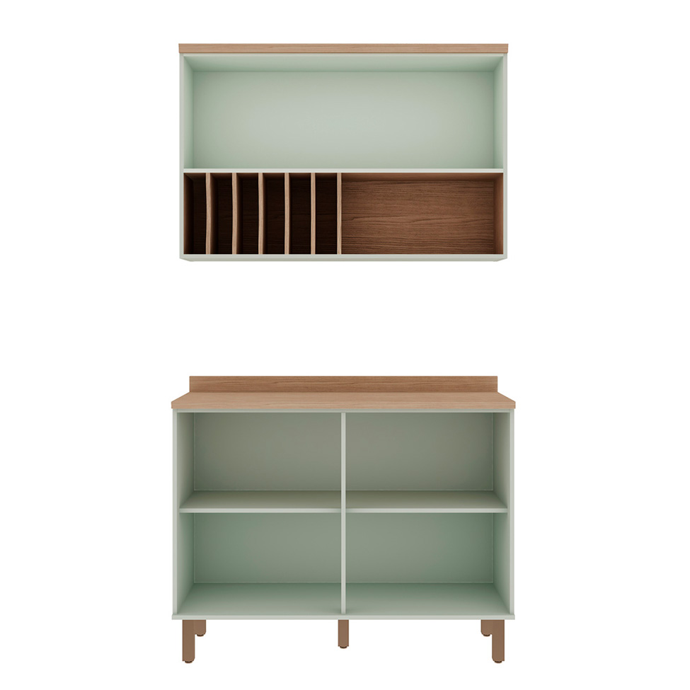 Cozinha Iluminata 3 Portas Verde Mint e Ébano