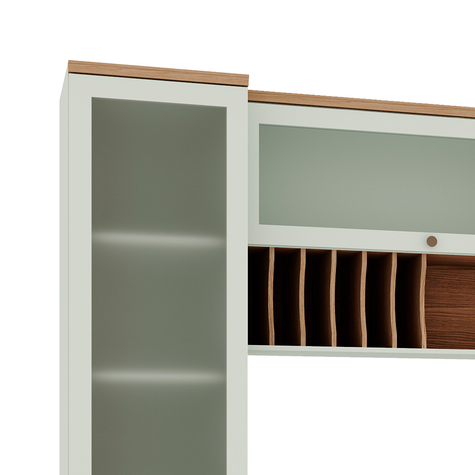 Cozinha Iluminata 7 Portas 5 Gavetas Verde Mint e Ébano