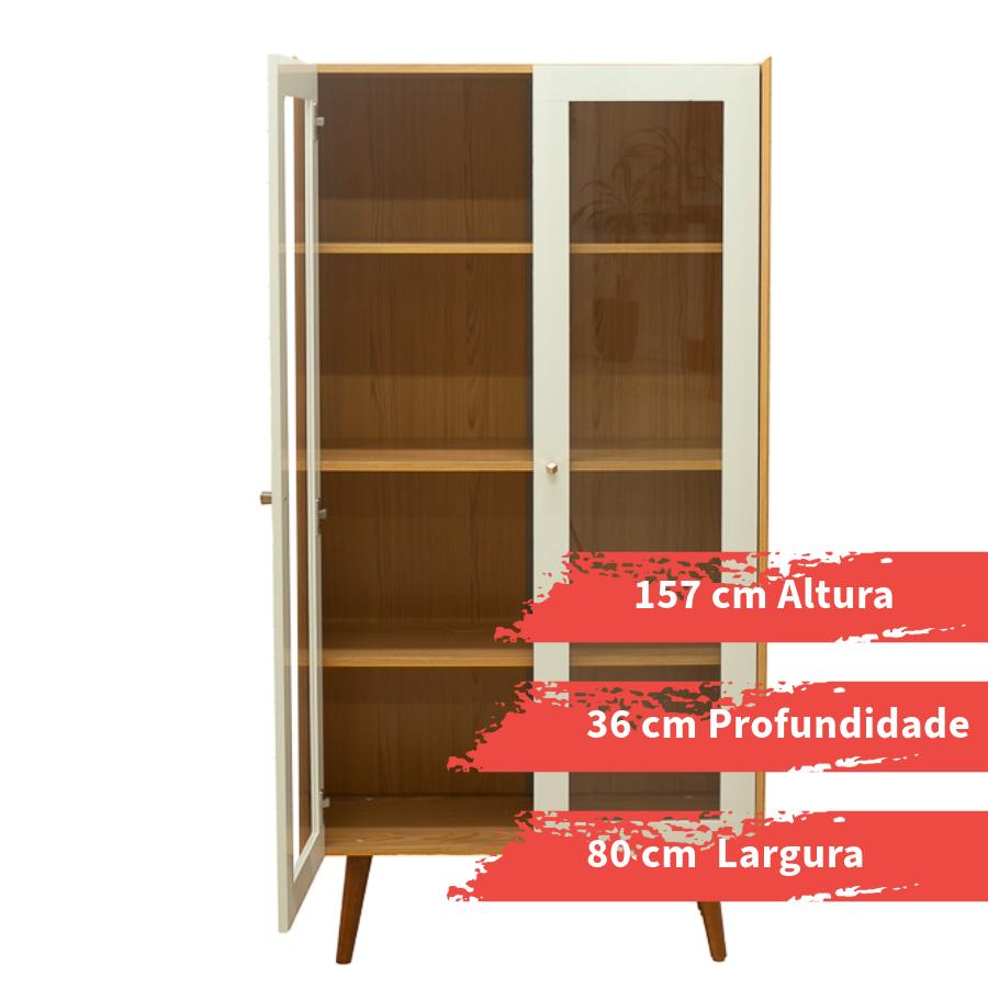 Cristaleira  Genialflex Vértice  2 portas de Vidro Cinamomo Branco Laca