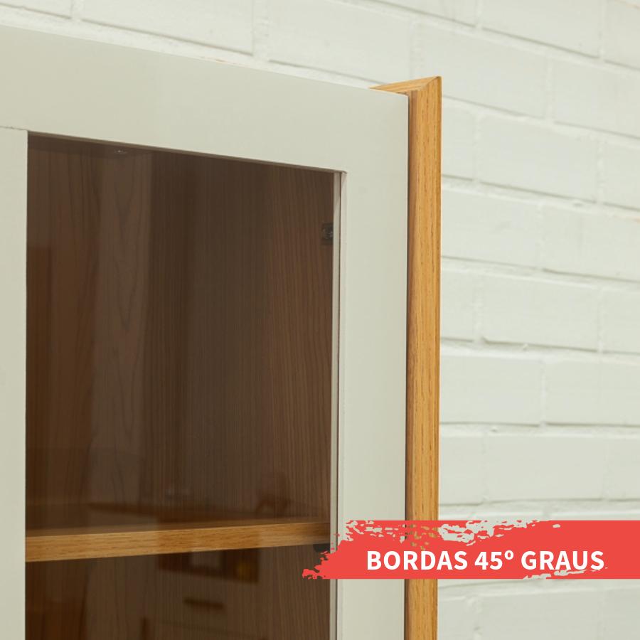 Cristaleira  Genialflex Vértice  2 portas de Vidro Cinamomo Branco Laca