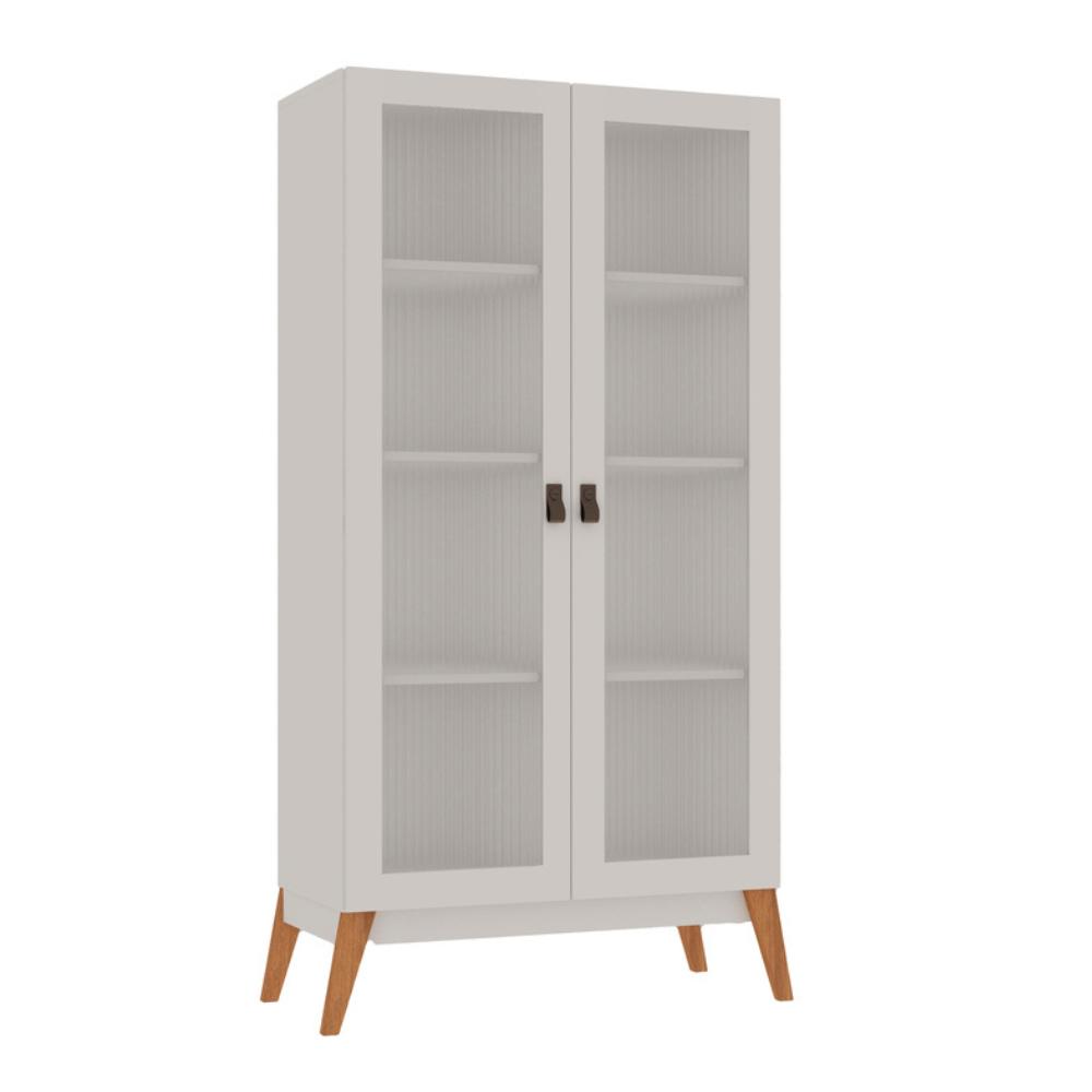 Cristaleira 2 Portas De Vidro Canelado Branco genialflex