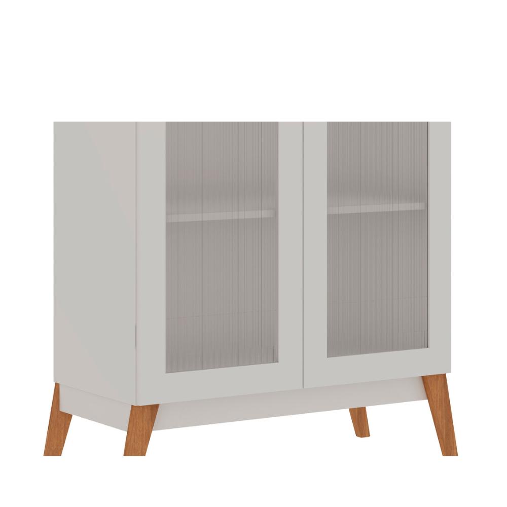 Cristaleira 2 Portas De Vidro Canelado Branco genialflex