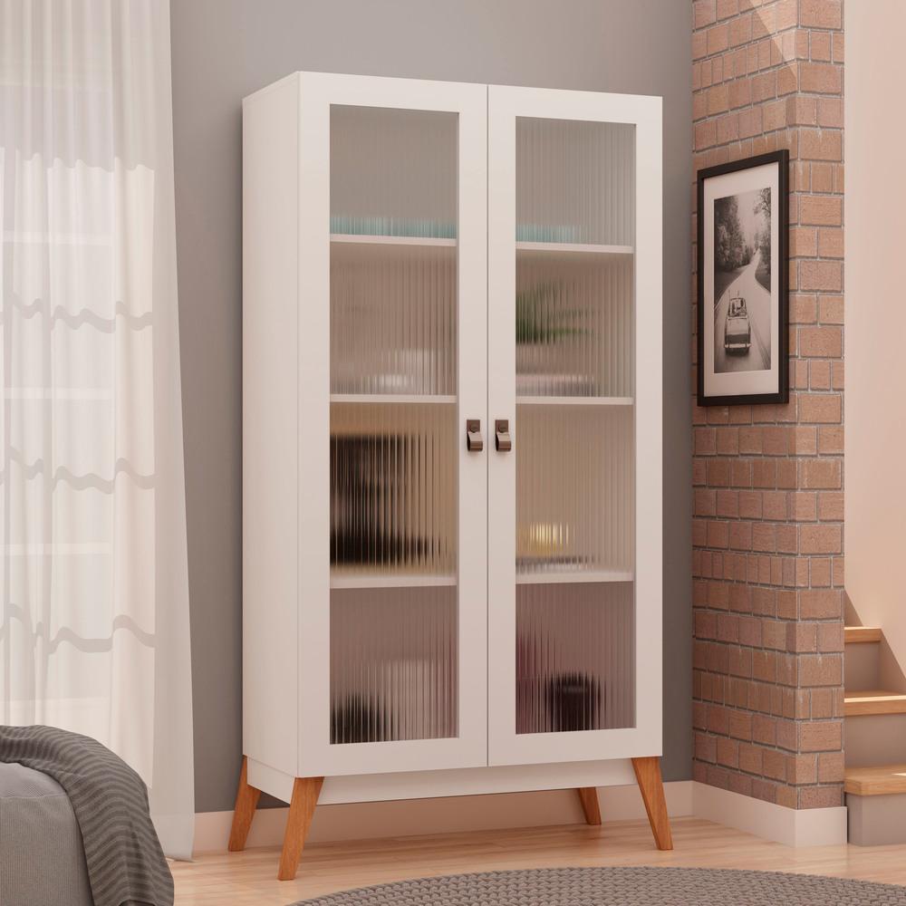 Cristaleira 2 Portas De Vidro Canelado Branco genialflex