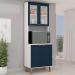 Cristaleira Genialflex Iluminata 4 Portas Forno Branco Azul