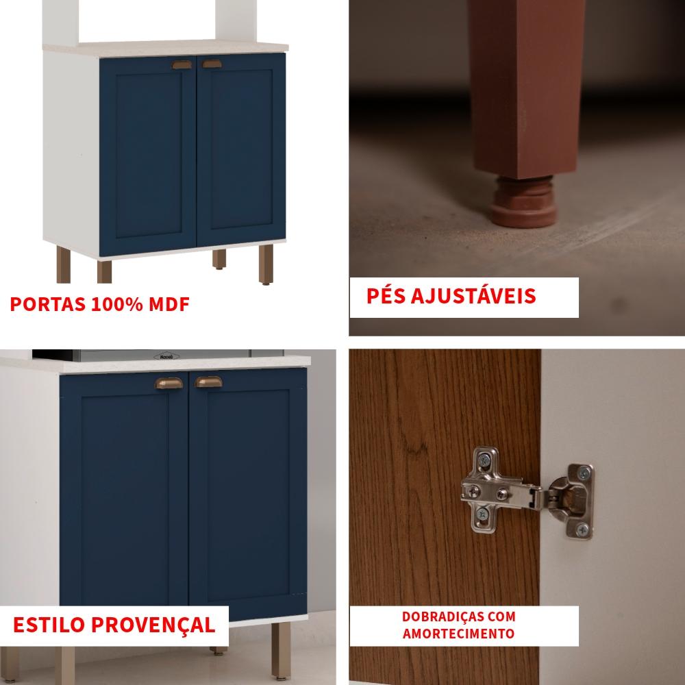 Cristaleira Genialflex Iluminata 4 Portas Forno Branco Azul