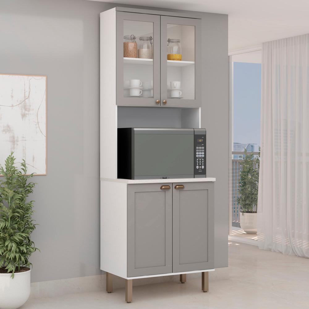 Cristaleira Genialflex Iluminata 4 Portas Forno Branco Fendi