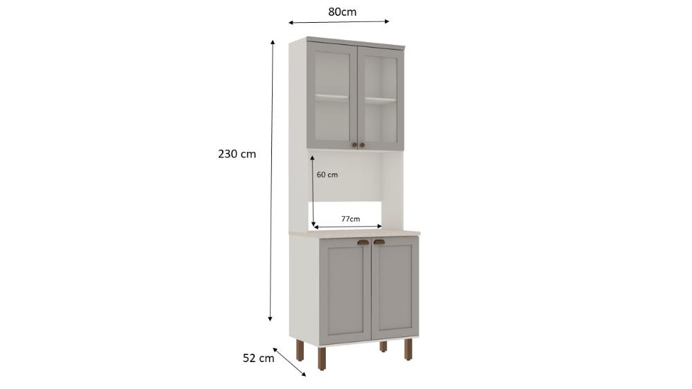 Cristaleira Genialflex Iluminata 4 Portas Forno Branco Fendi