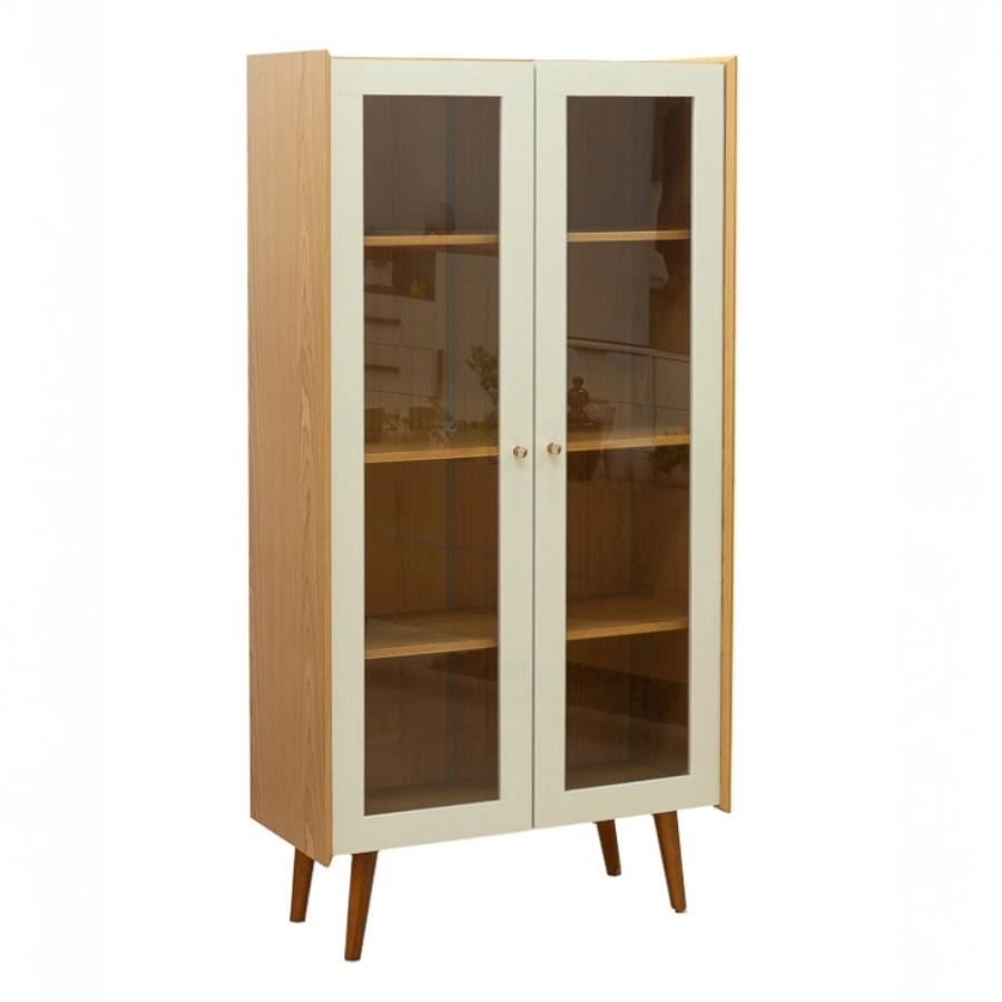 Cristaleira Genialflex Vértice 2 Portas Cinamomo Branco Laca