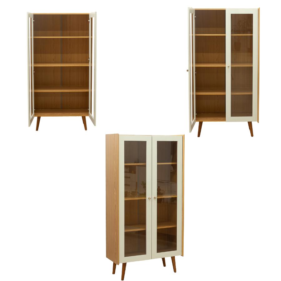 Cristaleira Genialflex Vértice 2 Portas Cinamomo Branco Laca