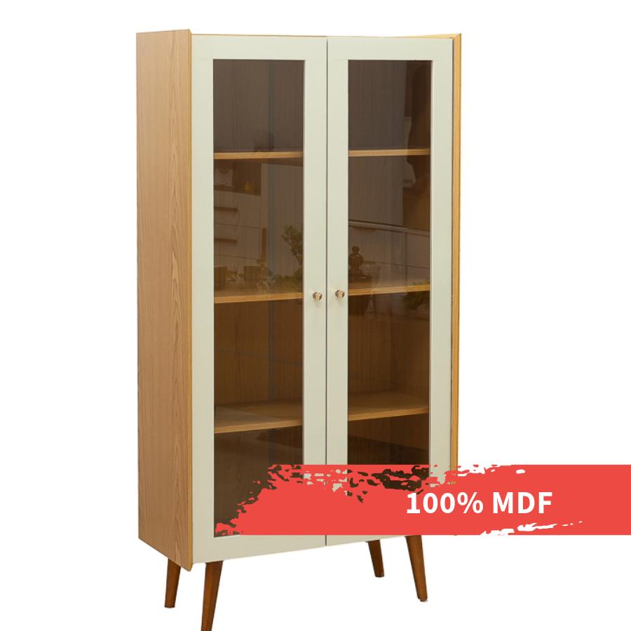 Cristaleira Genialflex Vértice 2 Portas Cinamomo Branco Laca