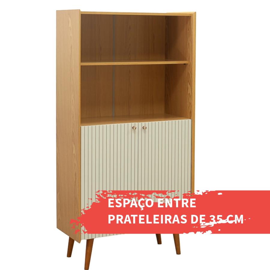 Estante Livreiro Genialflex Vértice 2 Portas Cinamomo White Laca