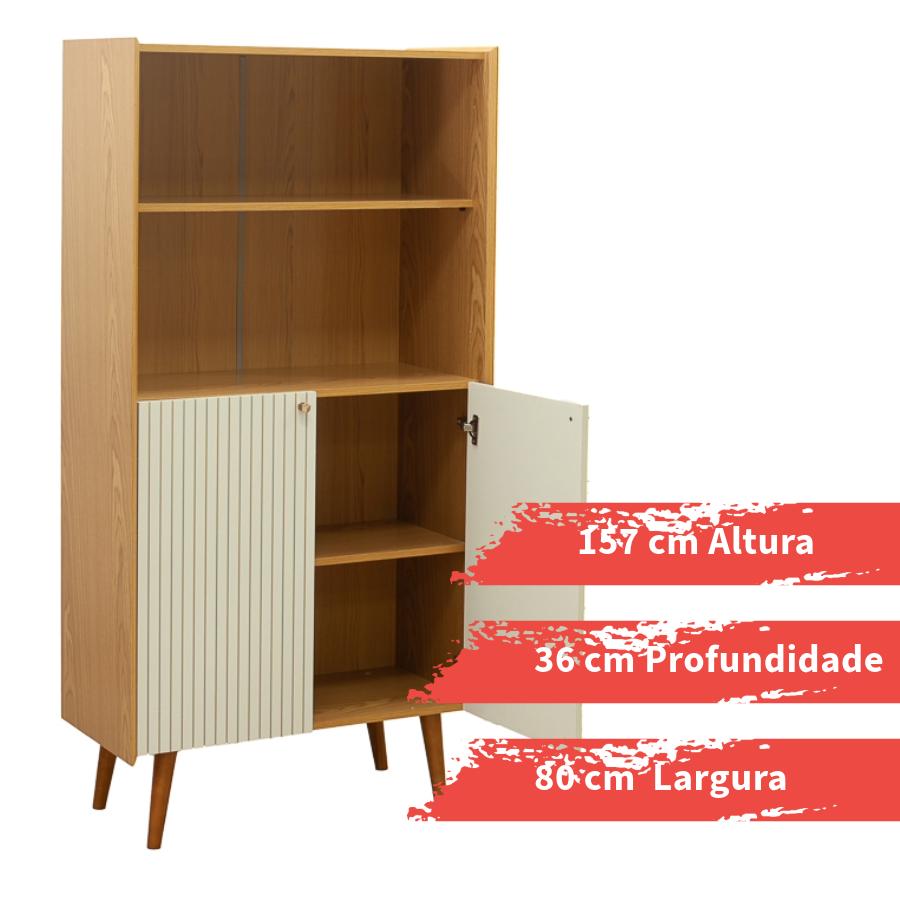 Estante Livreiro Genialflex Vértice 2 Portas Cinamomo White Laca