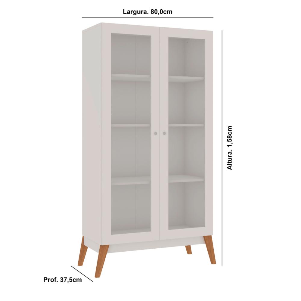 Estante Livros Genialflex Jamaica 2 Portas de Vidro Branco