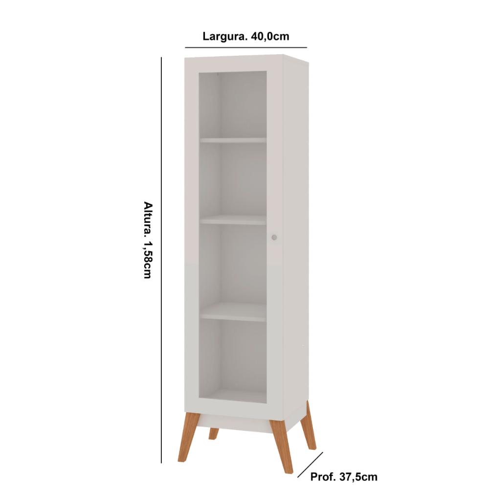 Estante Livros Genialflex Malta 1 Porta de Vidro Branco