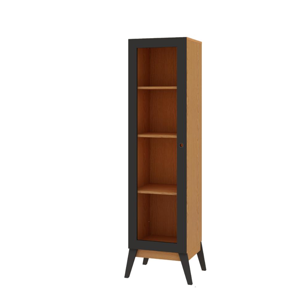 Estante Livros Genialflex Malta 1 Pt de Vidro Preto Cinamomo