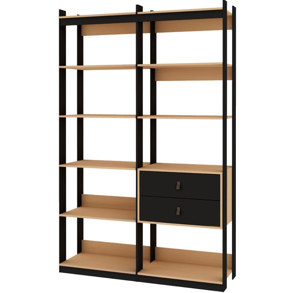 Guarda Roupa Closet Aberto Genialflex 2 Gavetas Freijó Preto