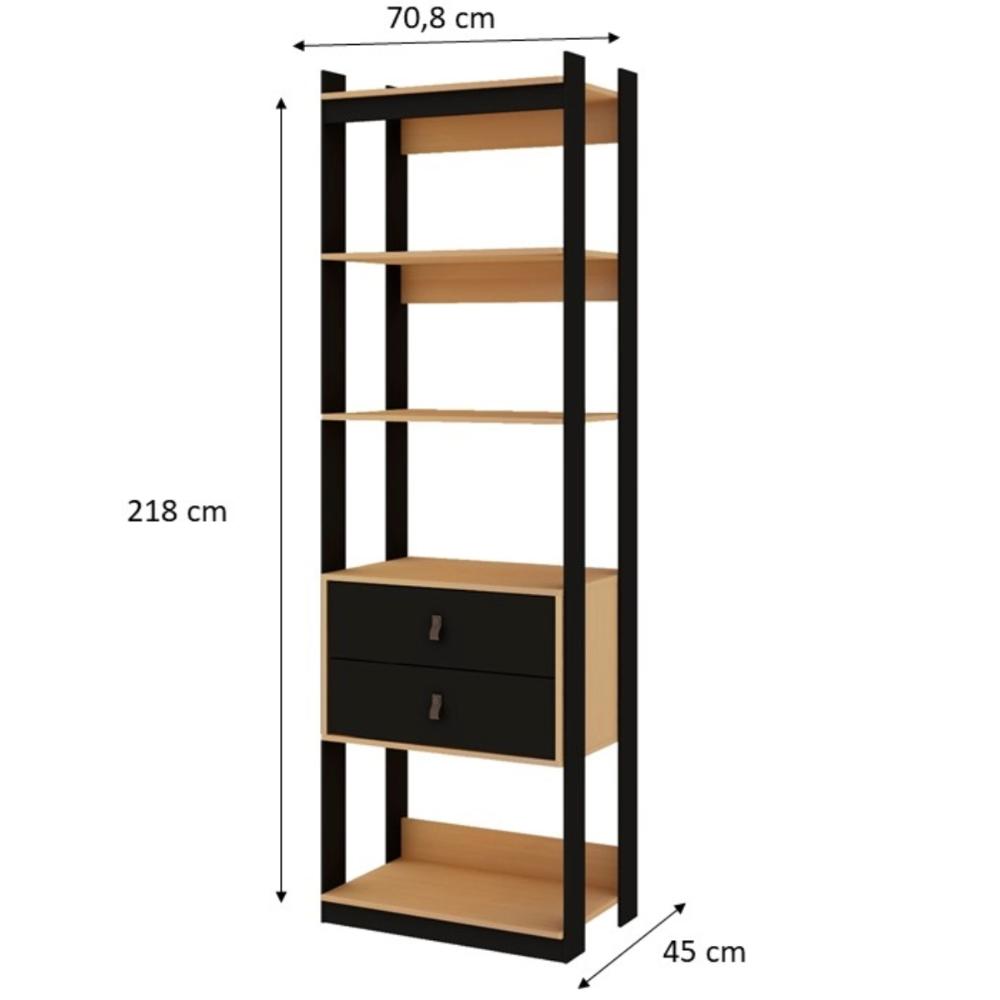 Guarda Roupa Closet Aberto Genialflex Freijó Preto Fosco