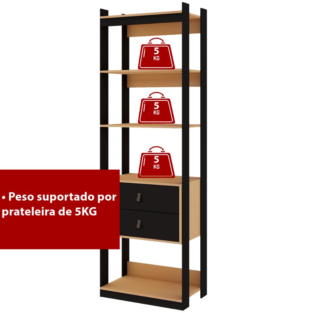 Guarda Roupa Closet Aberto Genialflex Freijó Preto Fosco